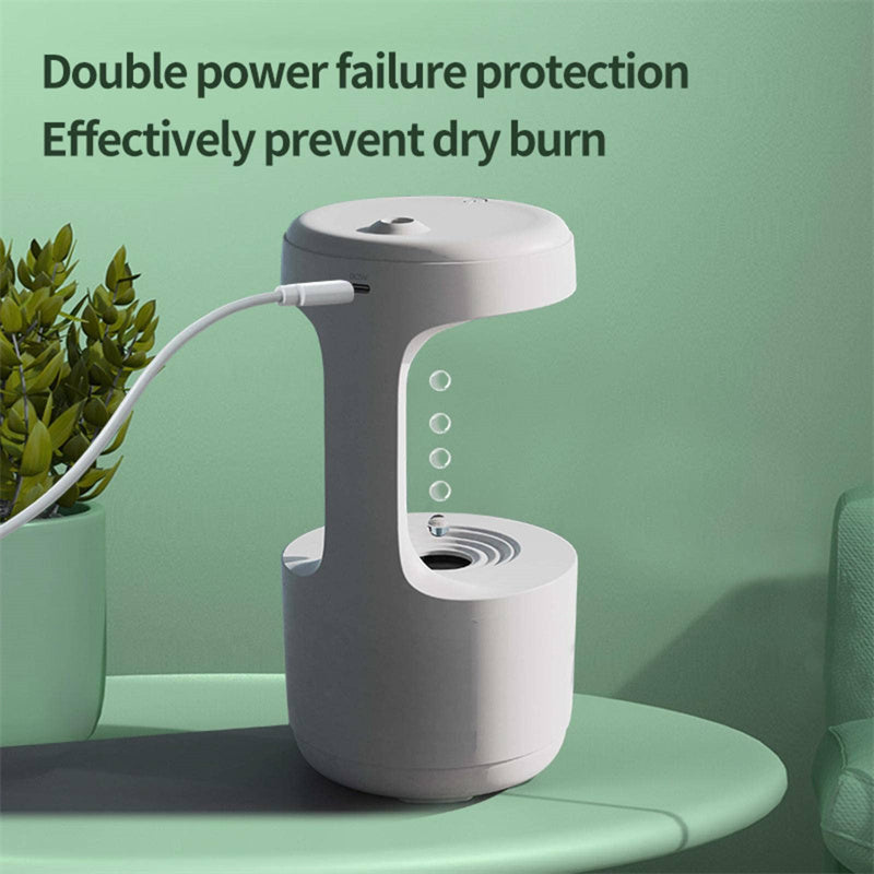 Anti-Gravity Water Drop Humidifier with Clock – Ultra Quiet (580ml)